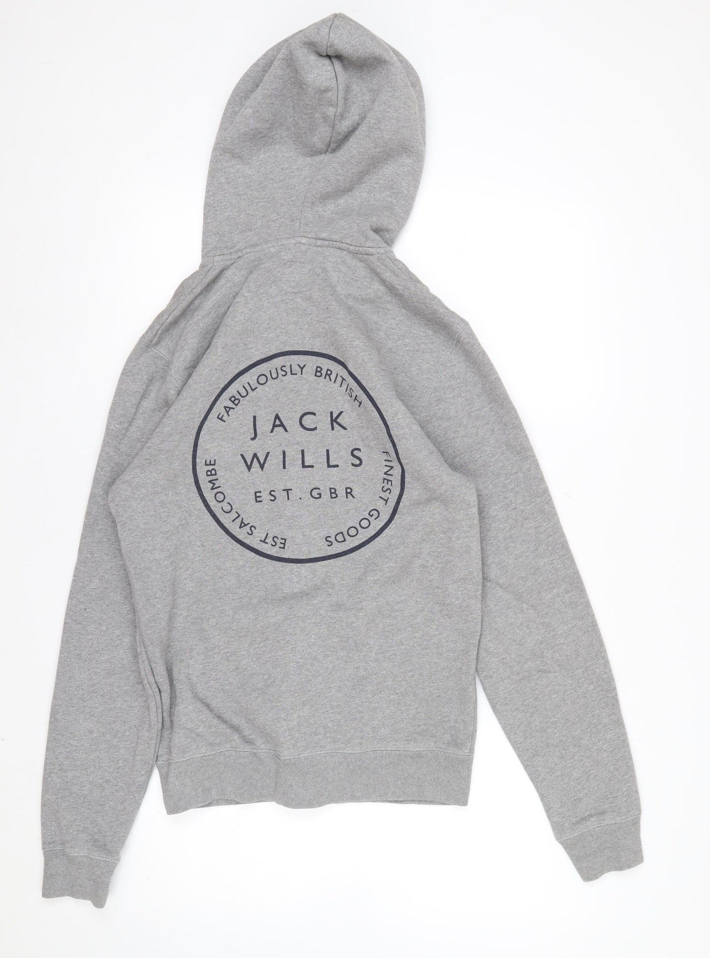 Jack Wills Men’s Grey Full Zip Hoodie XS Logo Fleece Sweatshirt