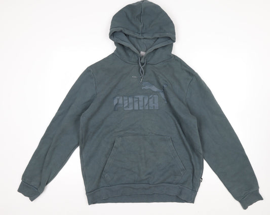 Puma Men's Green Pullover Hoodie M Hooded Logo Sweatshirt
