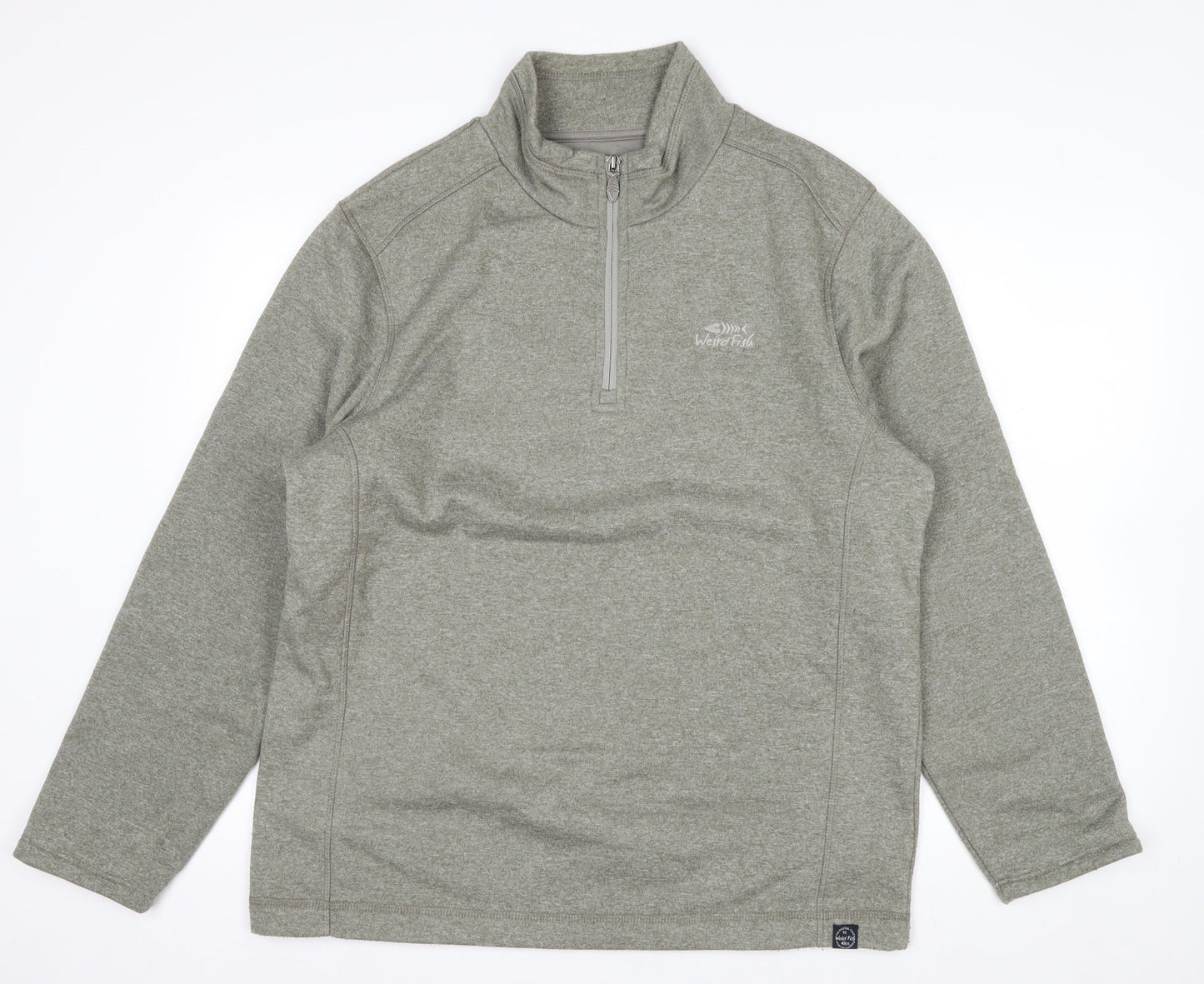 Weird Fish Mens Grey 1/4 Zip Fleece Sweatshirt L Outdoor Pullover