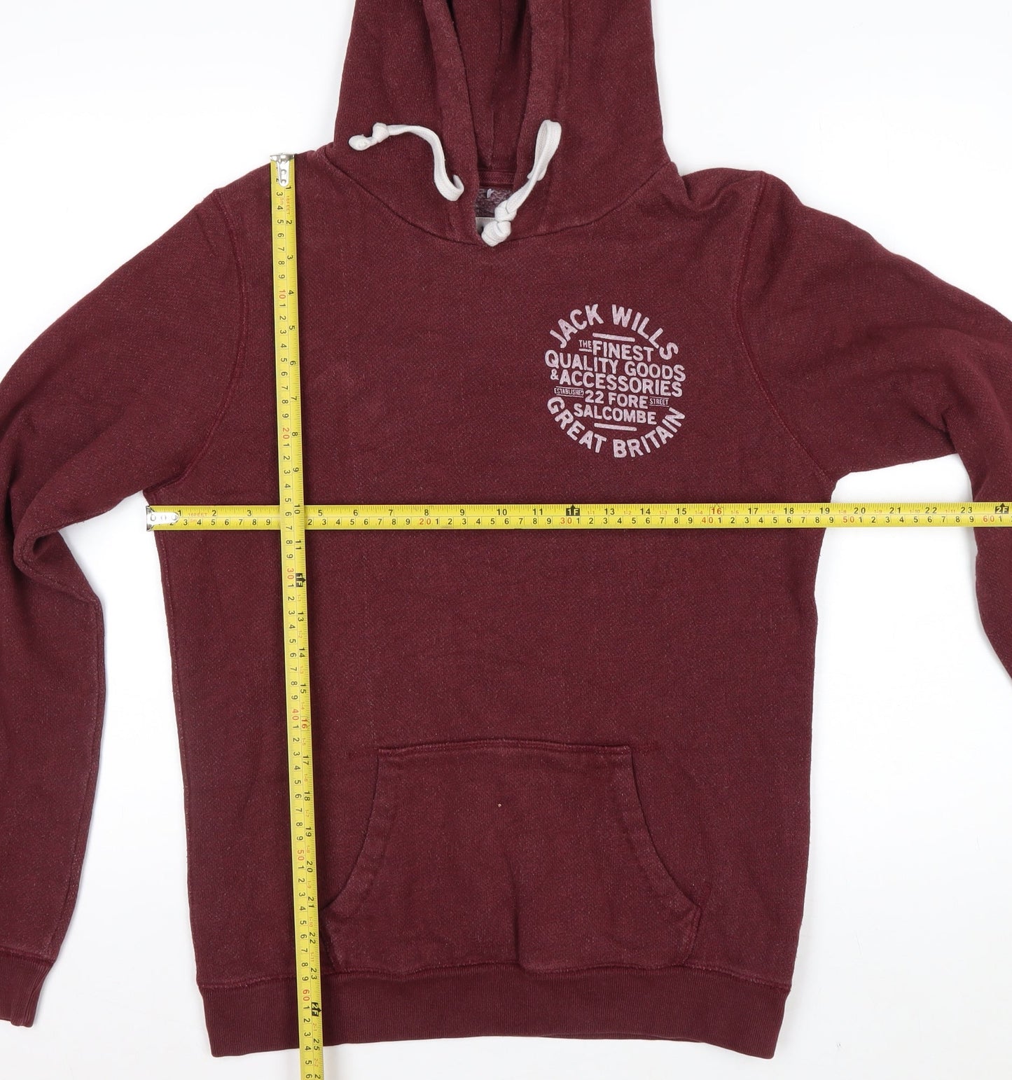 Jack Wills Men's Red Pullover Hoodie Size M Logo Hooded Sweatshirt