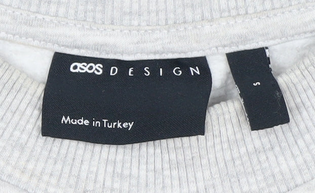 ASOS Design Women Grey Monaco 16 Pullover Sweatshirt Size S UK 8-10
