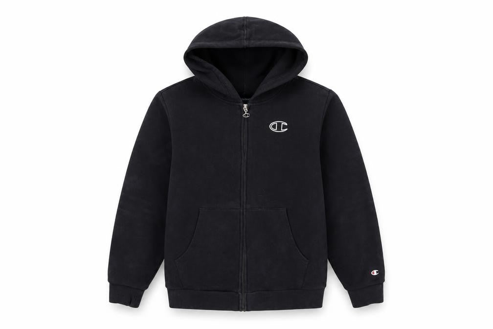 Champion Boys Black XL 13-14 Years Full Zip Hoodie Cotton Blend