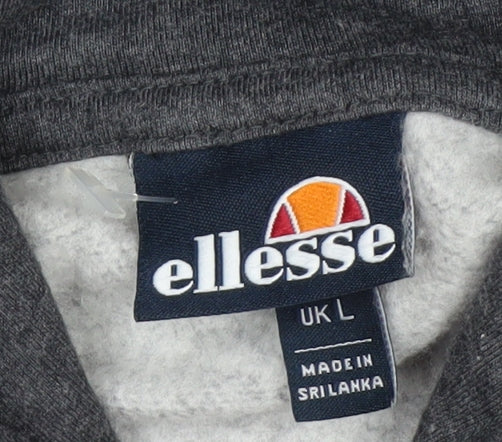 Ellesse Men's Grey Pullover Hoodie L Regular Fit Fleece Sweatshirt