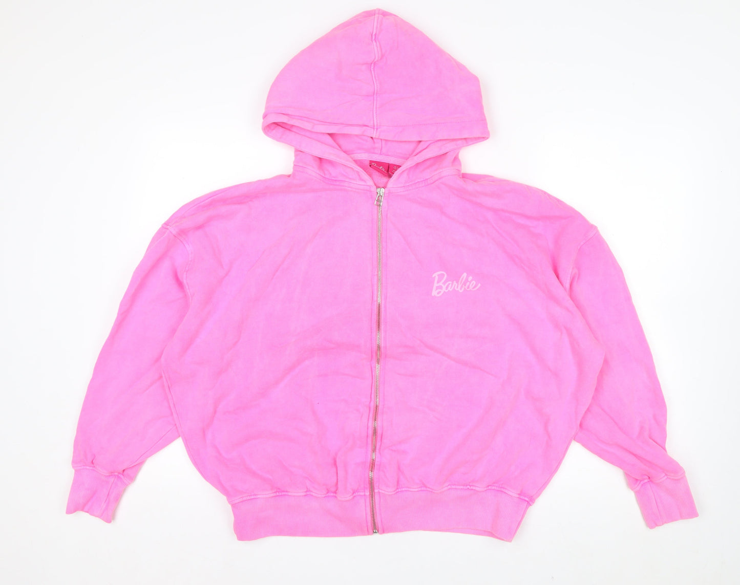 Barbie Women's Pink Full Zip Hoodie UK 6 Cotton Casual Sweatshirt