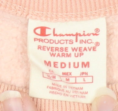 Champion Women's Pink Reverse Weave Sweatshirt Medium Crew Neck