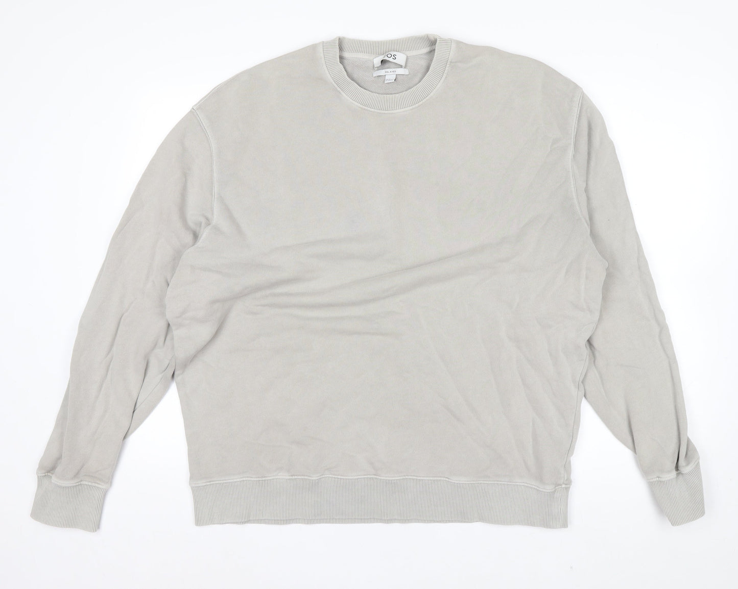 COS Men's Beige Relaxed Fit Crew Neck Cotton Sweatshirt XL