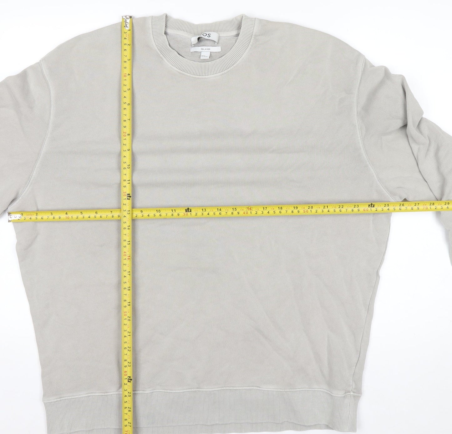 COS Men's Beige Relaxed Fit Crew Neck Cotton Sweatshirt XL