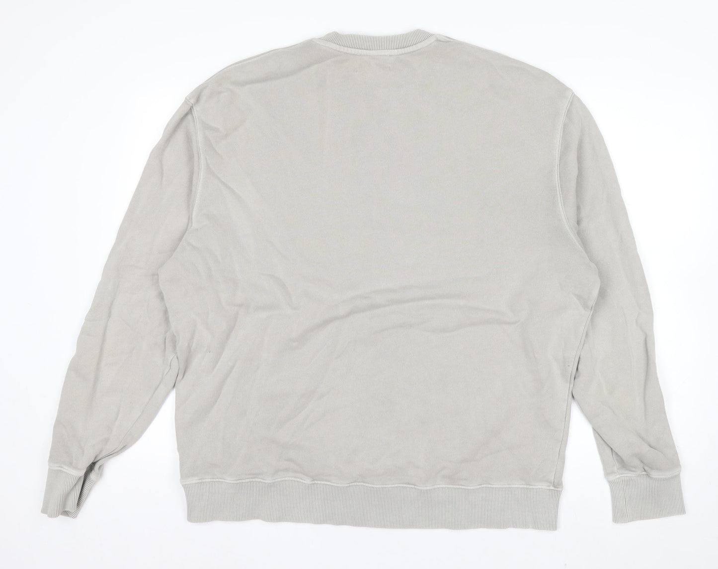 COS Men's Beige Relaxed Fit Crew Neck Cotton Sweatshirt XL