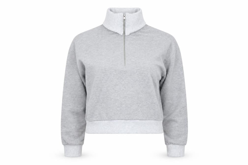 ASOS Design Women Grey XS 1/2 Zip Pullover Sweatshirt