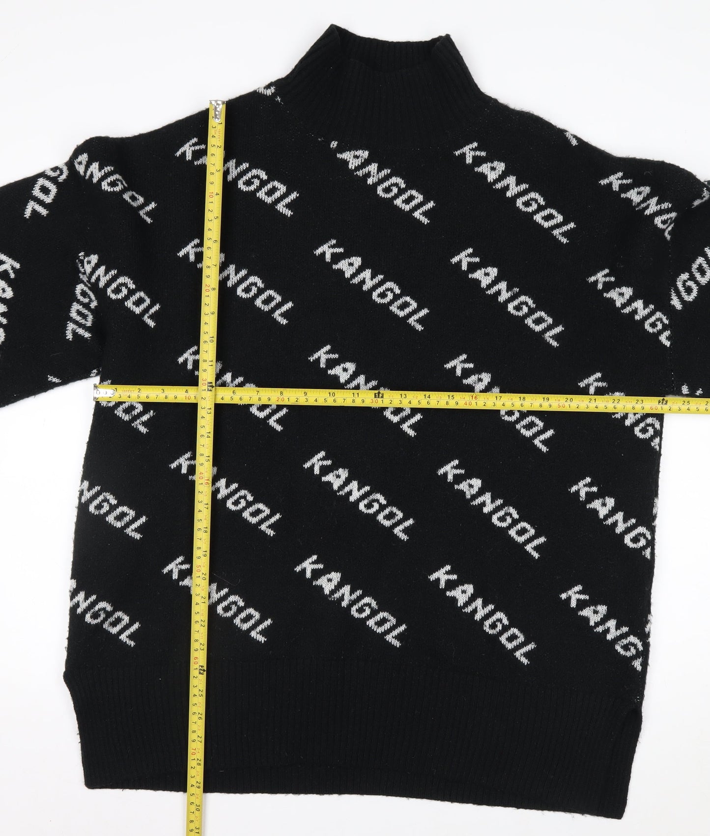 Kangol Men's Black Logo High Neck Pullover Jumper Size L
