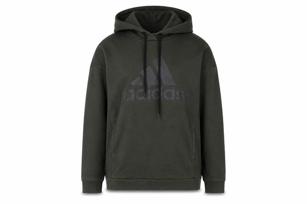 Adidas Womens Green Pullover Hoodie S Logo Print Cotton Blend