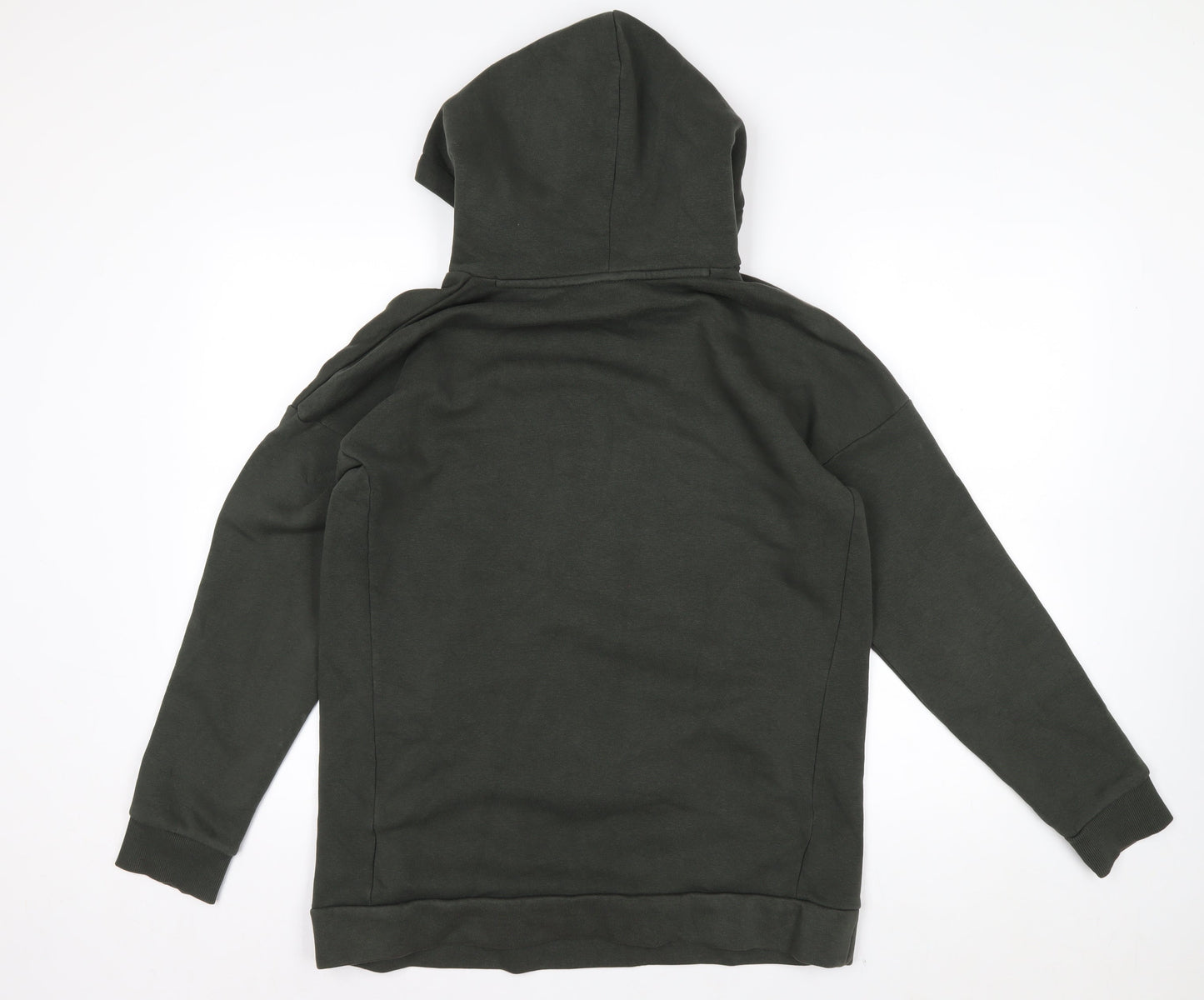 Adidas Womens Green Pullover Hoodie S Logo Print Cotton Blend