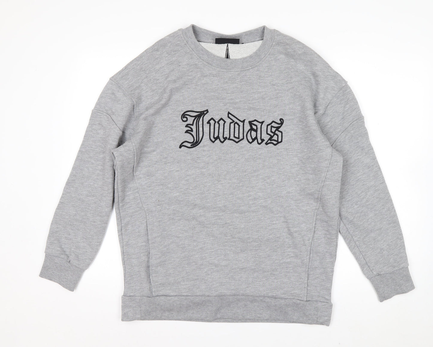 Judas Sinned Men's Grey Crew Neck Pullover Sweatshirt Size M