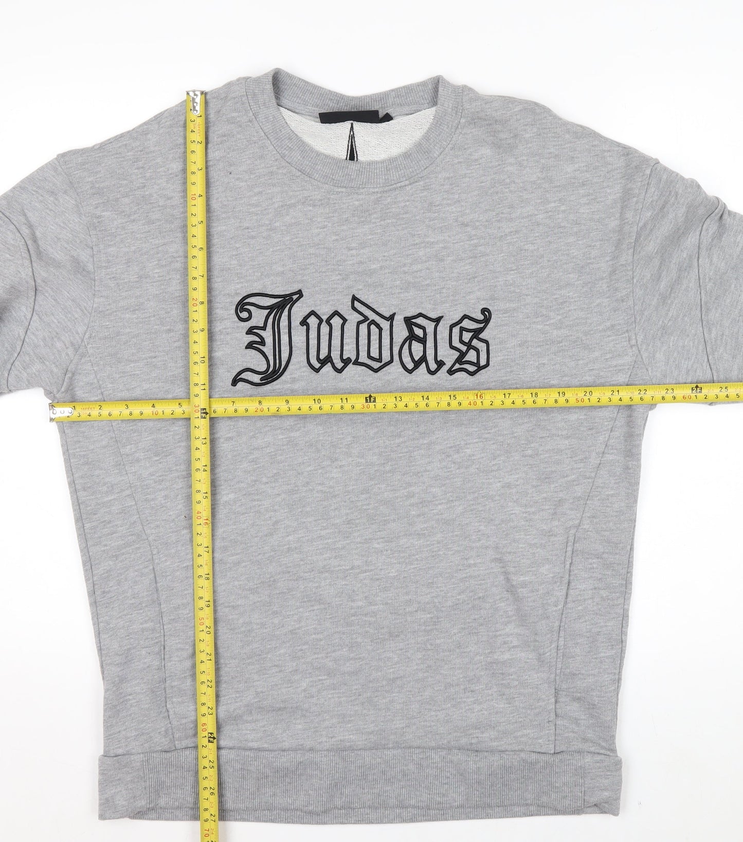 Judas Sinned Men's Grey Crew Neck Pullover Sweatshirt Size M
