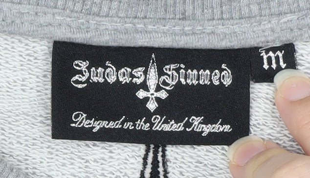 Judas Sinned Men's Grey Crew Neck Pullover Sweatshirt Size M