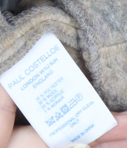 Paul Costelloe Women’s Beige Wool Blend Collared Cardigan Size 14