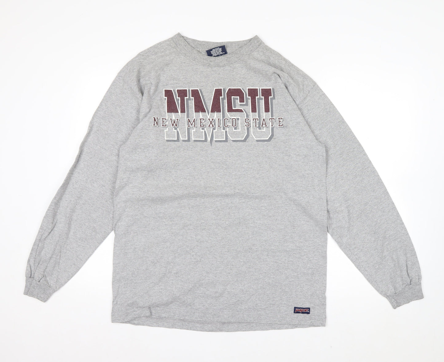 JanSport Mens Grey NMSU Long Sleeve Cotton Top Size M