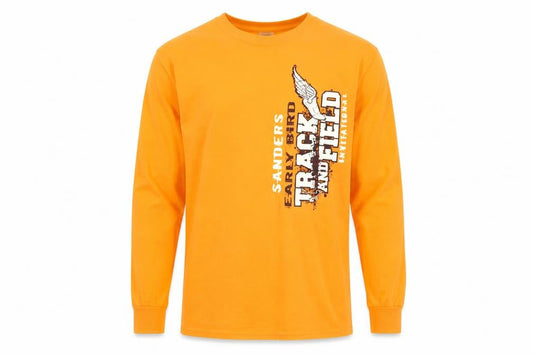 Jerzees Men's Orange Long Sleeve Sports Graphic Top Size S
