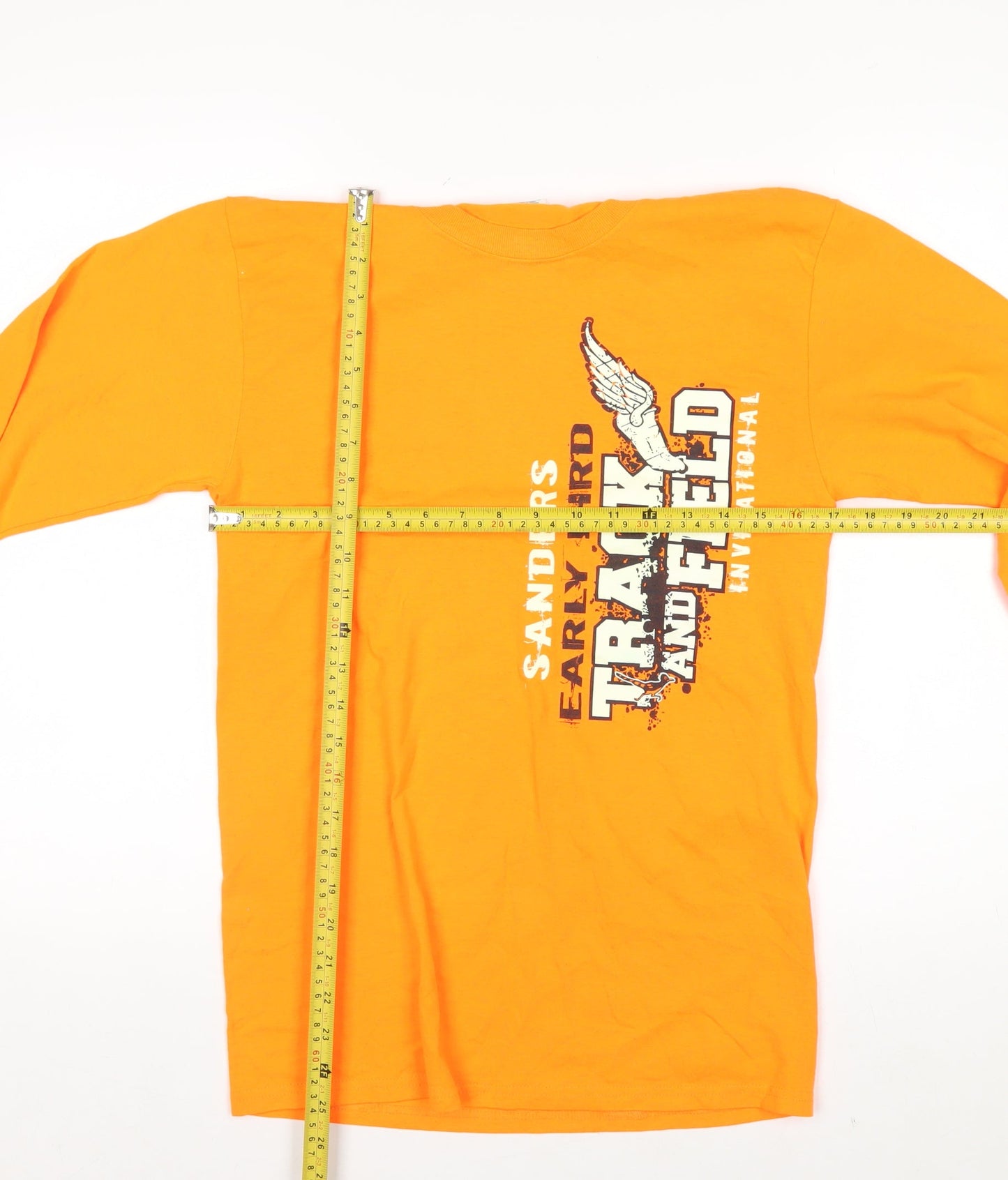 Jerzees Men's Orange Long Sleeve Sports Graphic Top Size S