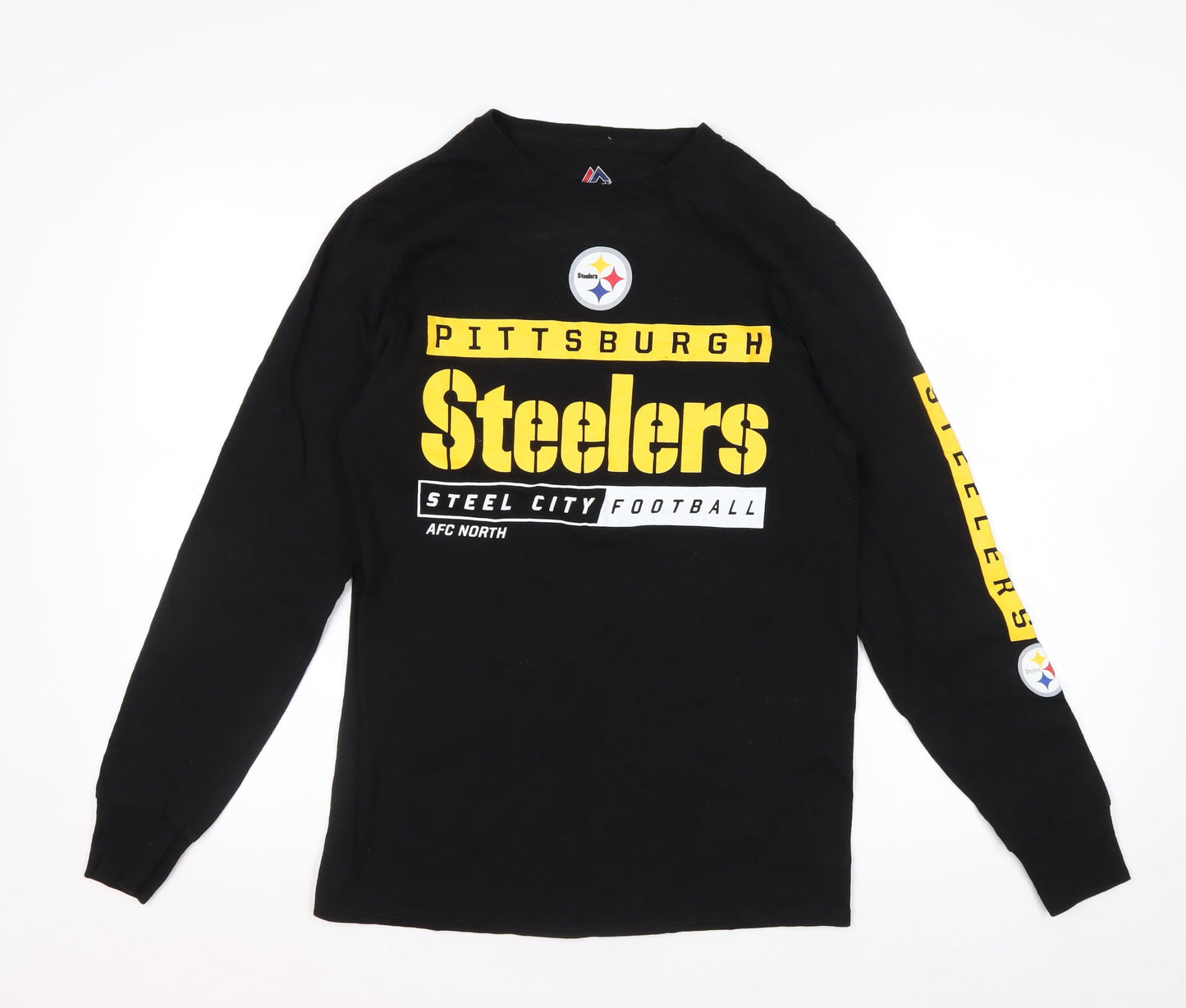 Majestic Men’s Black Pittsburgh Steelers Long Sleeve Sports Top Size S