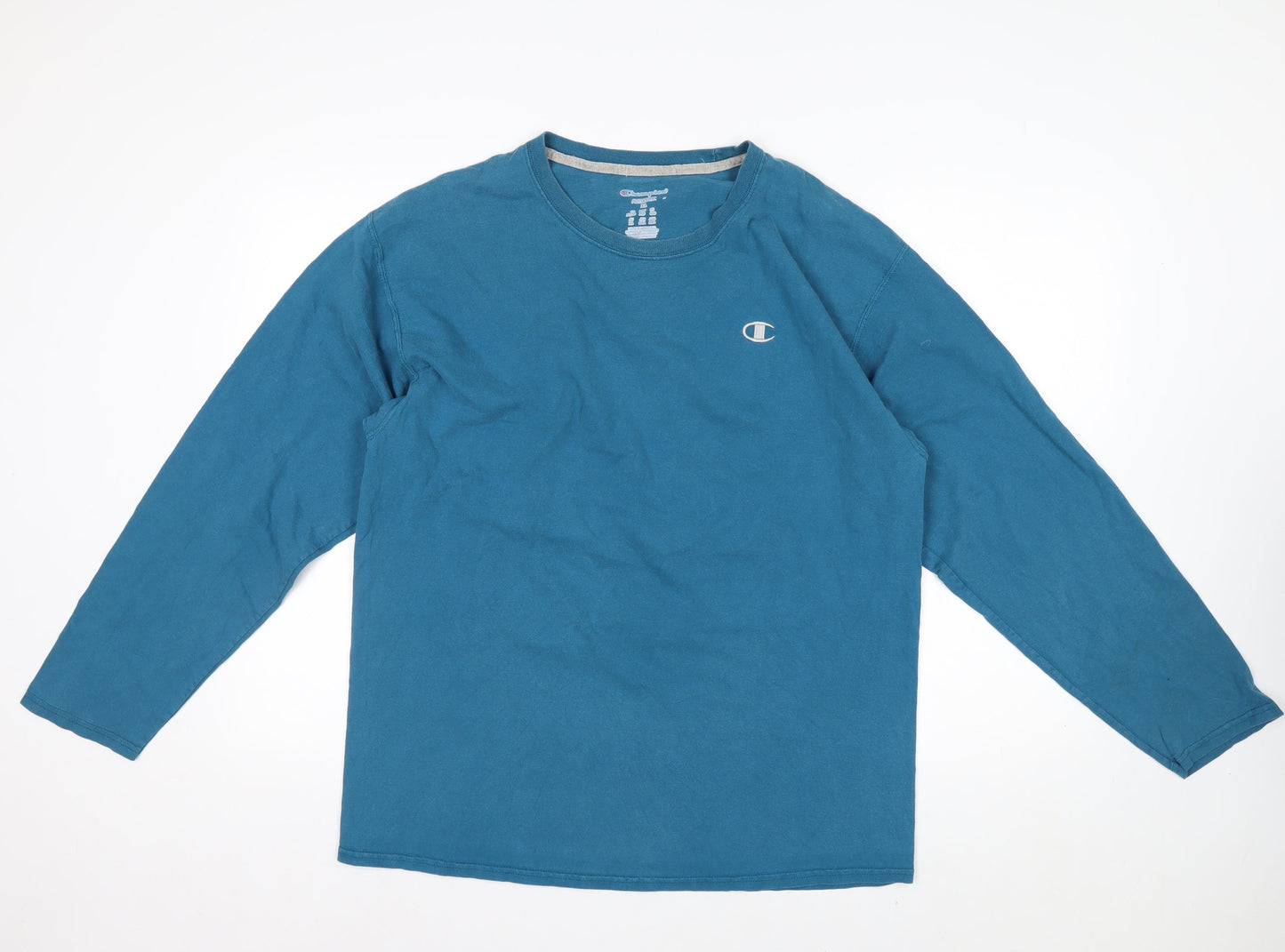 Champion Men's Blue XL Long Sleeve Crew Neck Cotton Top