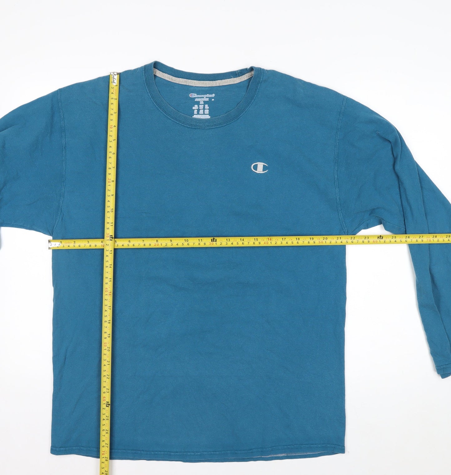 Champion Men's Blue XL Long Sleeve Crew Neck Cotton Top
