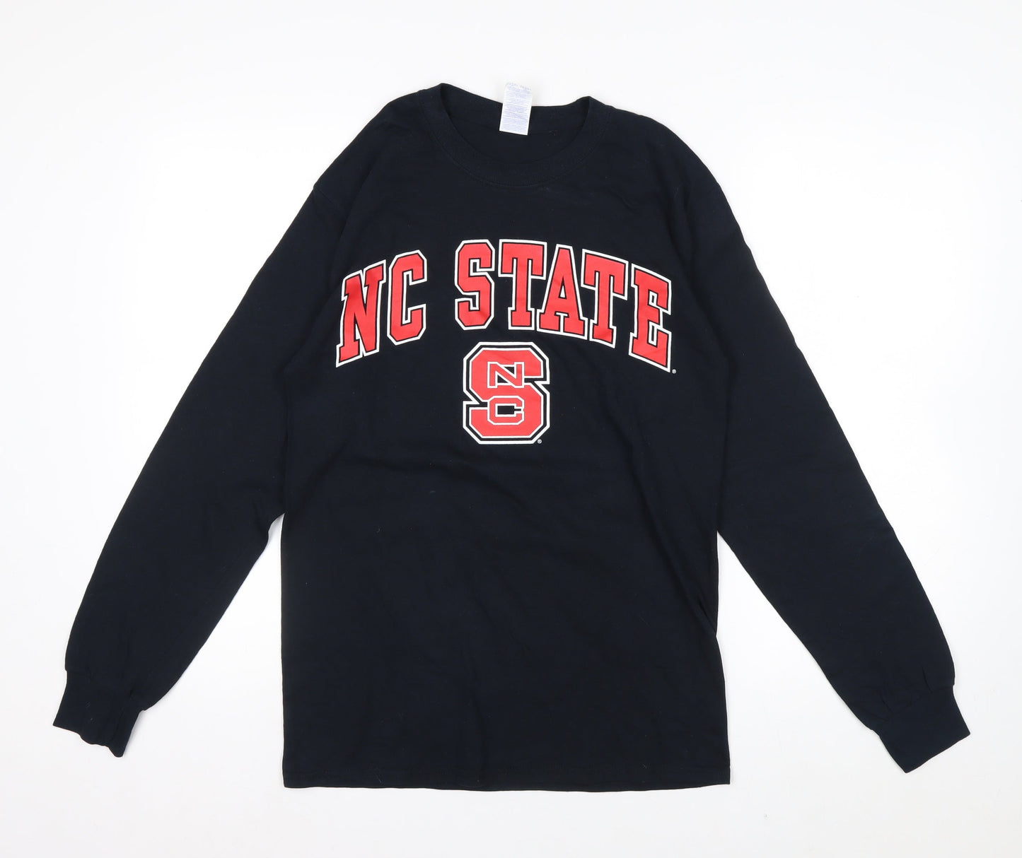 Gildan Men's Black NC State Long Sleeve Cotton Graphic Top Size S