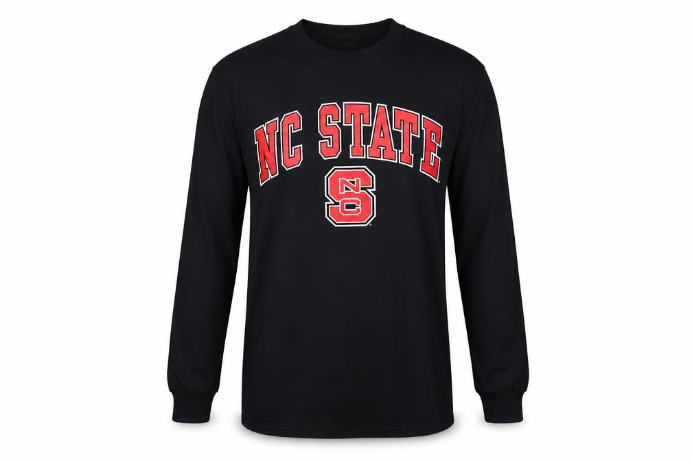 Gildan Men's Black NC State Long Sleeve Cotton Graphic Top Size S