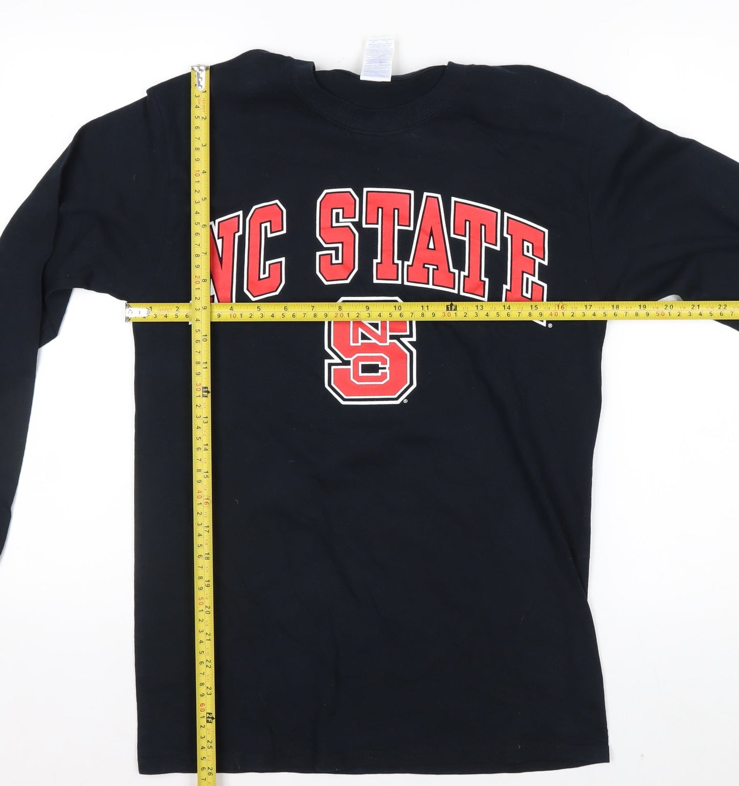 Gildan Men's Black NC State Long Sleeve Cotton Graphic Top Size S