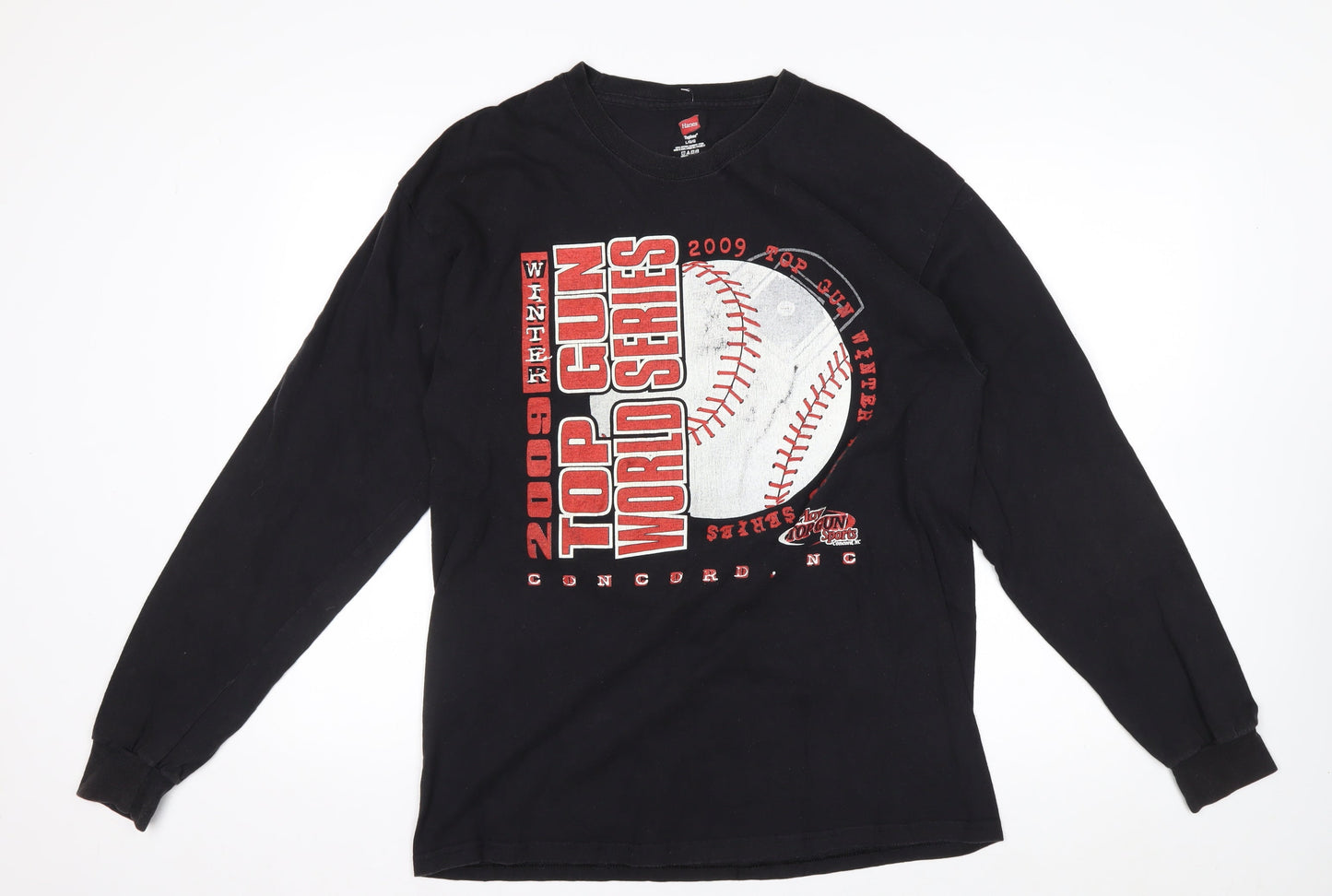 Hanes Men Black L 2009 Top Gun World Series Long Sleeve T-Shirt