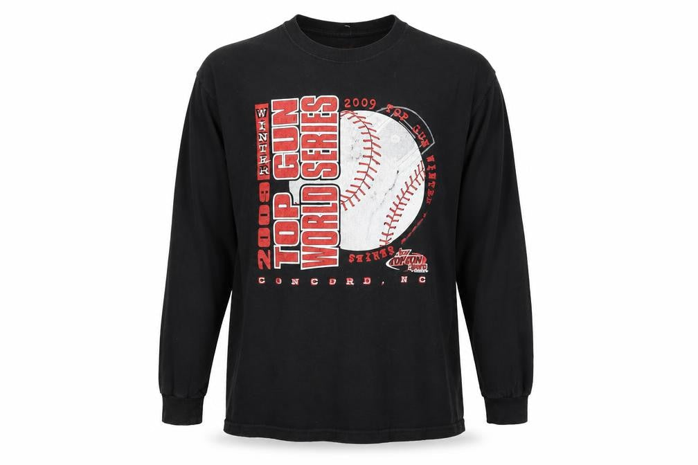 Hanes Men Black L 2009 Top Gun World Series Long Sleeve T-Shirt