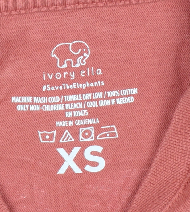 Ivory Ella Womens Pink Long Sleeve Cotton T-Shirt XS