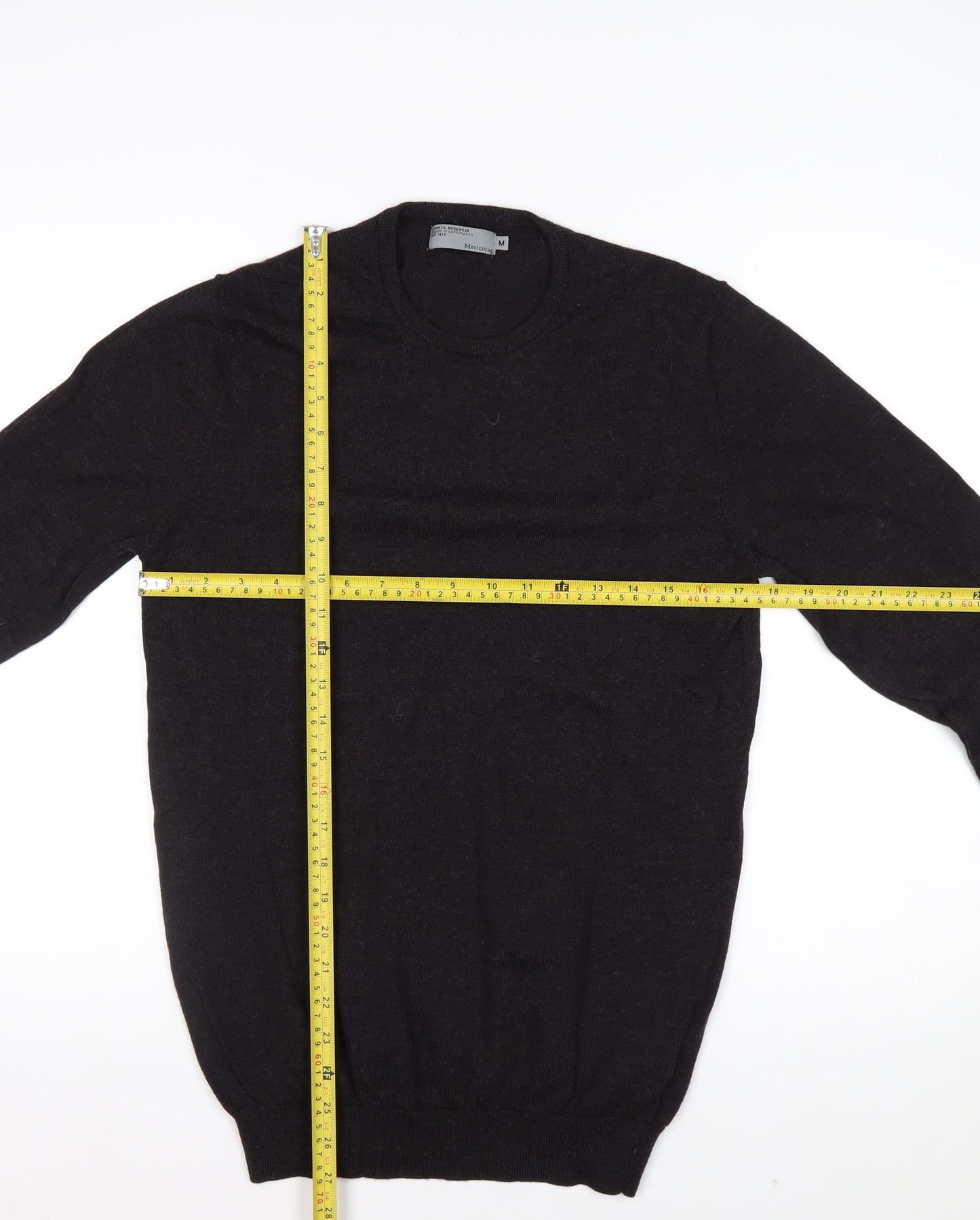 Matinique Men's Black Merino Wool Crew Neck Pullover Jumper M