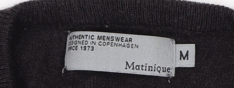 Matinique Men's Black Merino Wool Crew Neck Pullover Jumper M