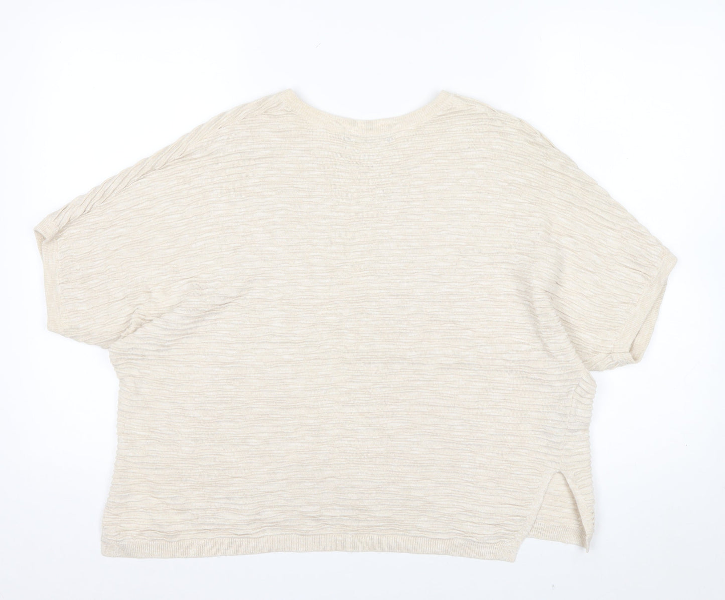 Mango Womens Beige Basic Relaxed Fit Short Sleeve T-Shirt Size 12