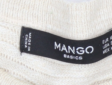 Mango Womens Beige Basic Relaxed Fit Short Sleeve T-Shirt Size 12
