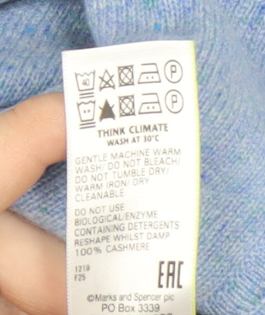 Marks and Spencer Women's Blue Cashmere Crew Neck Jumper Size S