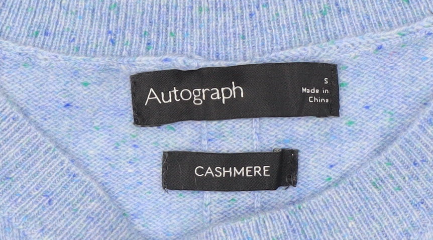 Marks and Spencer Women's Blue Cashmere Crew Neck Jumper Size S