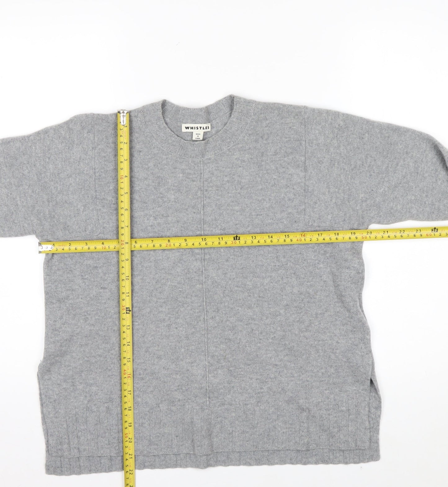 Whistles Women Grey Cashmere Pullover Jumper XS