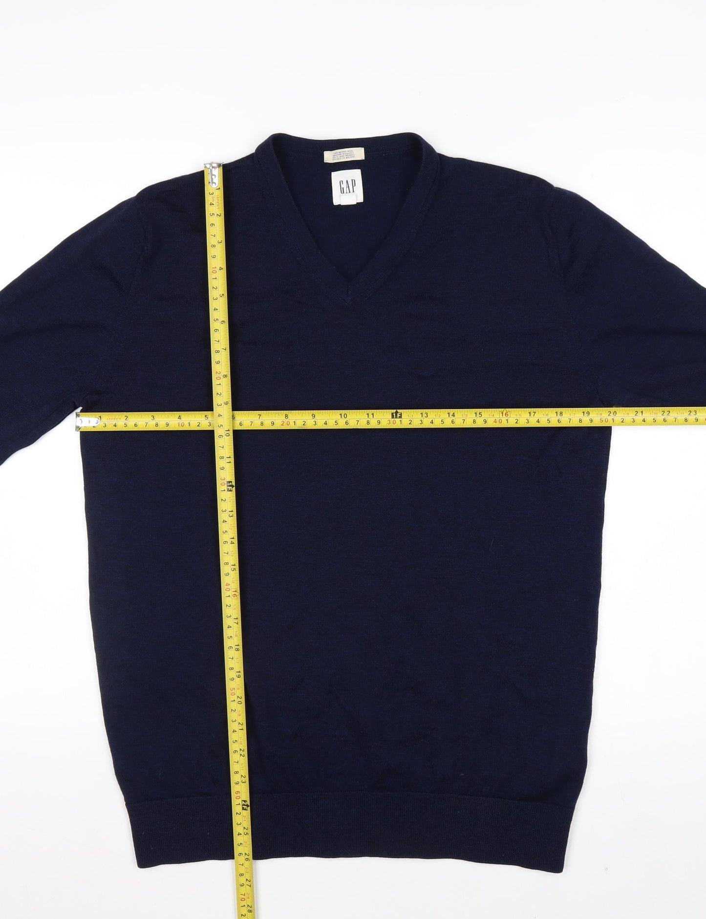 GAP Men's Blue Merino Wool V-Neck Pullover Sweater M