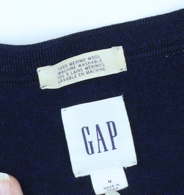GAP Men's Blue Merino Wool V-Neck Pullover Sweater M