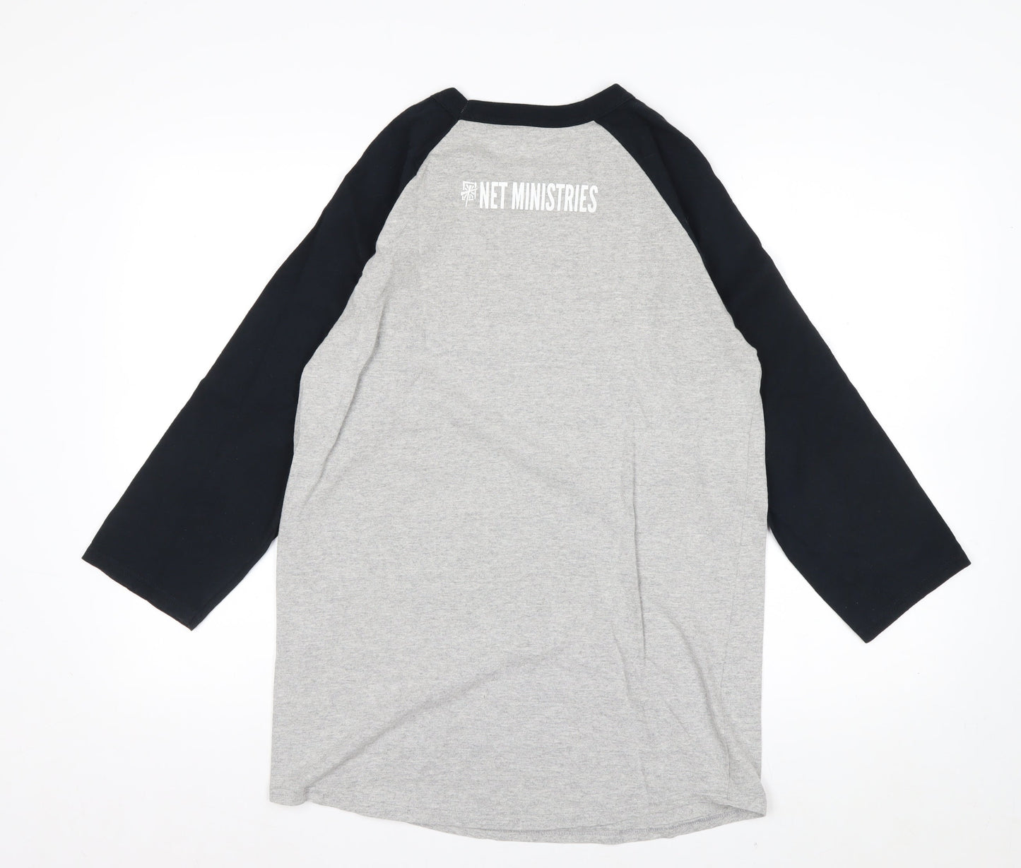 Champion Men's Grey 3/4 Sleeve Raglan Graphic Top Size M