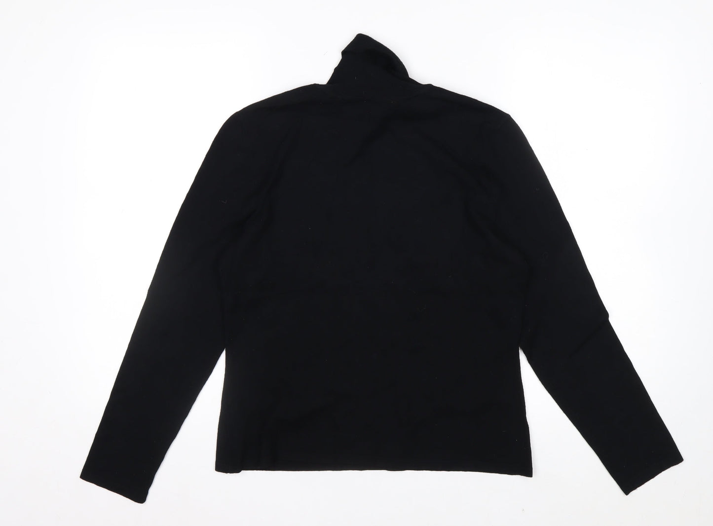 Nygard Collection Women Black Floral Embroidered Roll Neck Jumper M Petites