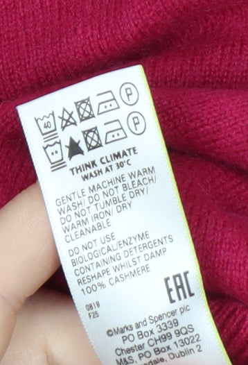 Marks and Spencer Women’s Pink Cashmere Crew Neck Jumper Size 10