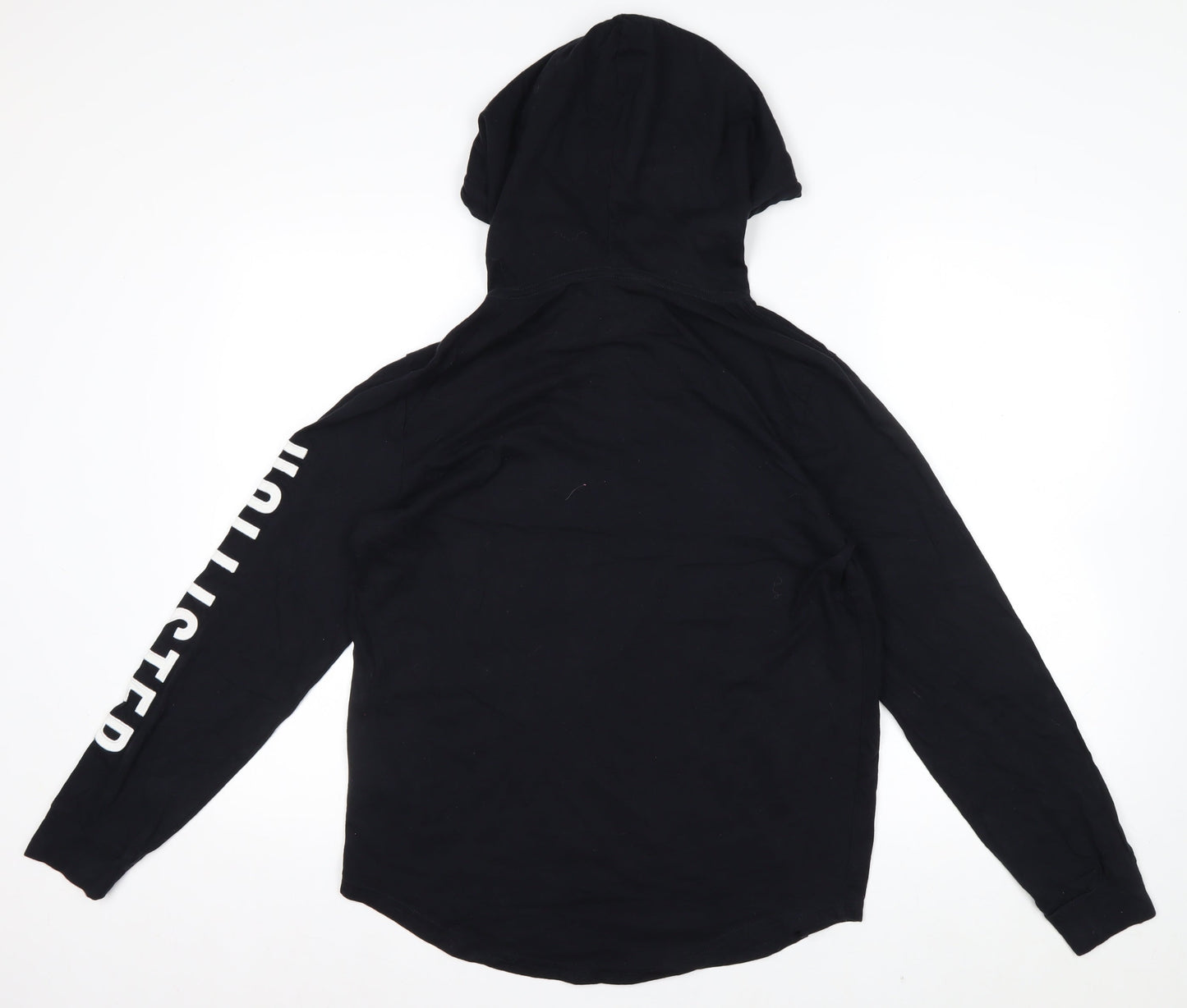 Hollister Men's Black Pullover Hoodie Small Cotton Graphic Logo