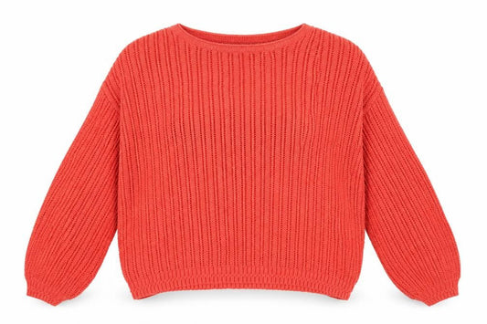 FatFace Women Red Cotton Knit Jumper Size 16 Crew Neck Long Sleeve