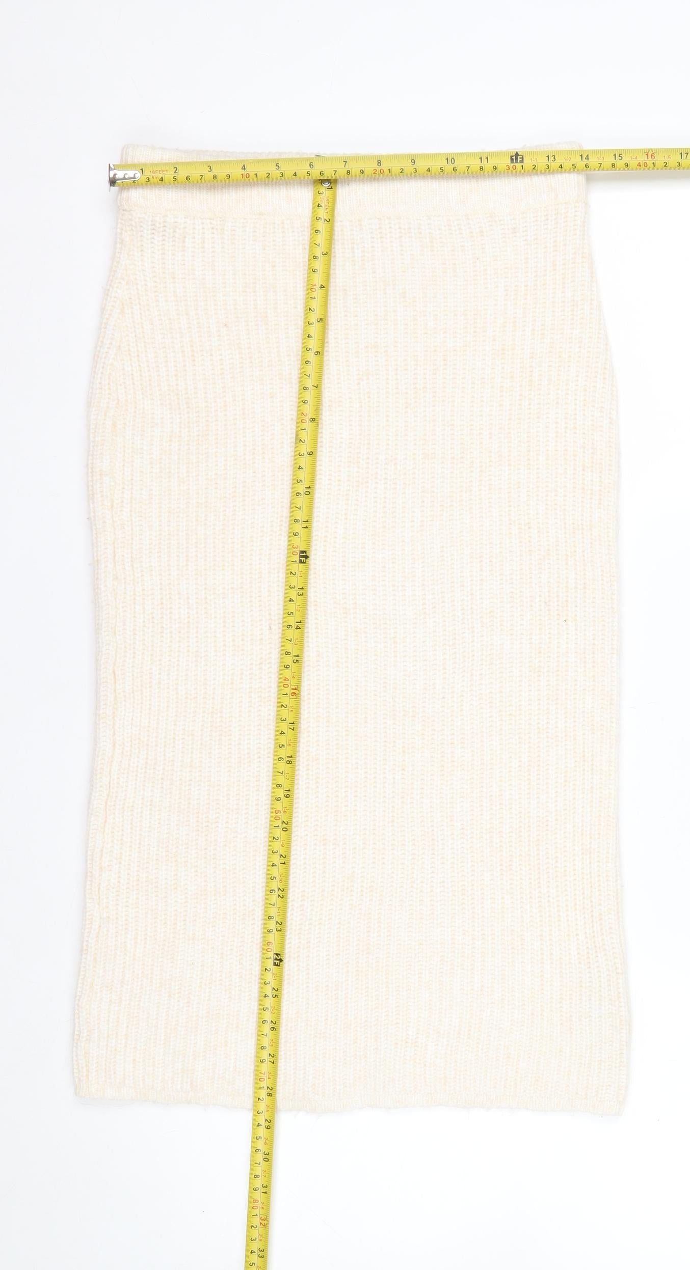 ASOS DESIGN Women Beige Petite Knit Pencil Skirt Size 10