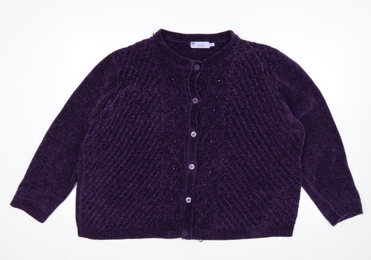 Honor Millburn Women's Purple Cardigan XL 22-24 Button Knit
