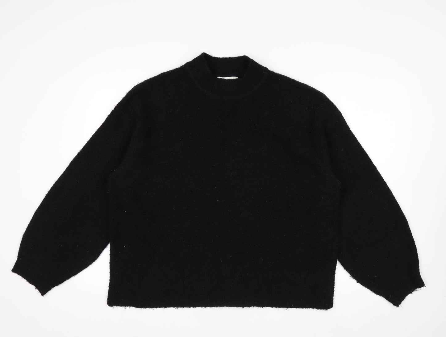 Marks and Spencer Women’s Black Mock Neck Wool Blend Jumper L