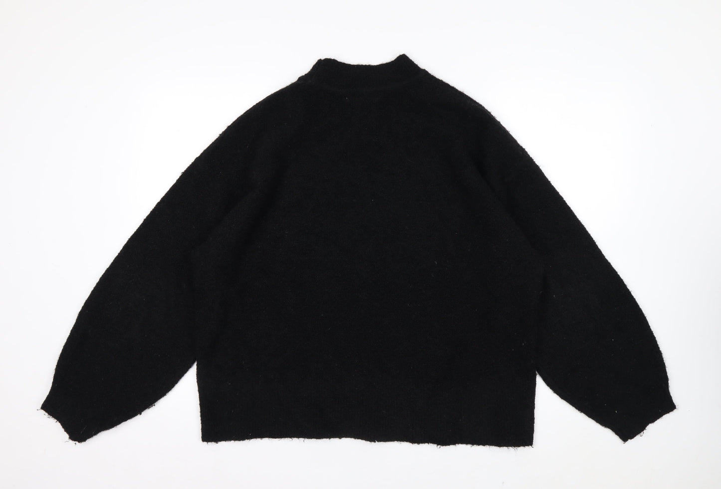 Marks and Spencer Women’s Black Mock Neck Wool Blend Jumper L